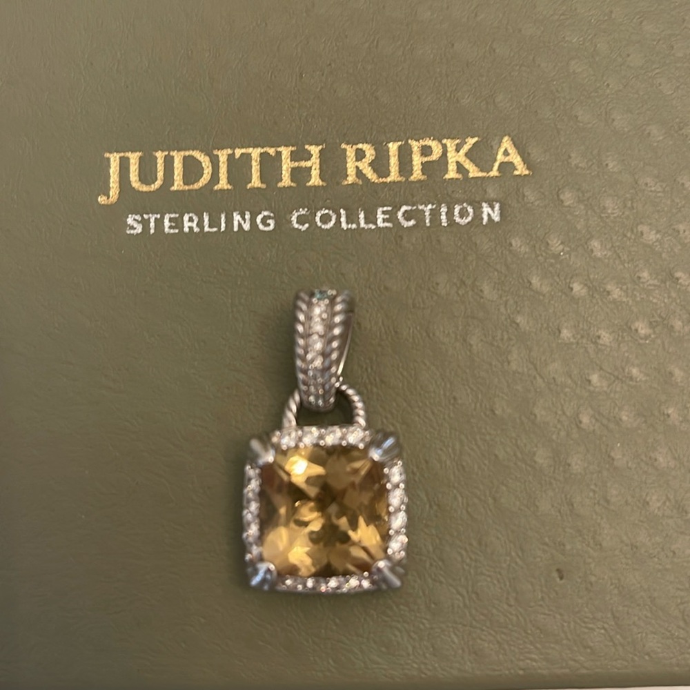 Judith Ripka Champagne Quartz Sterling Silver Enhancer/Pendant